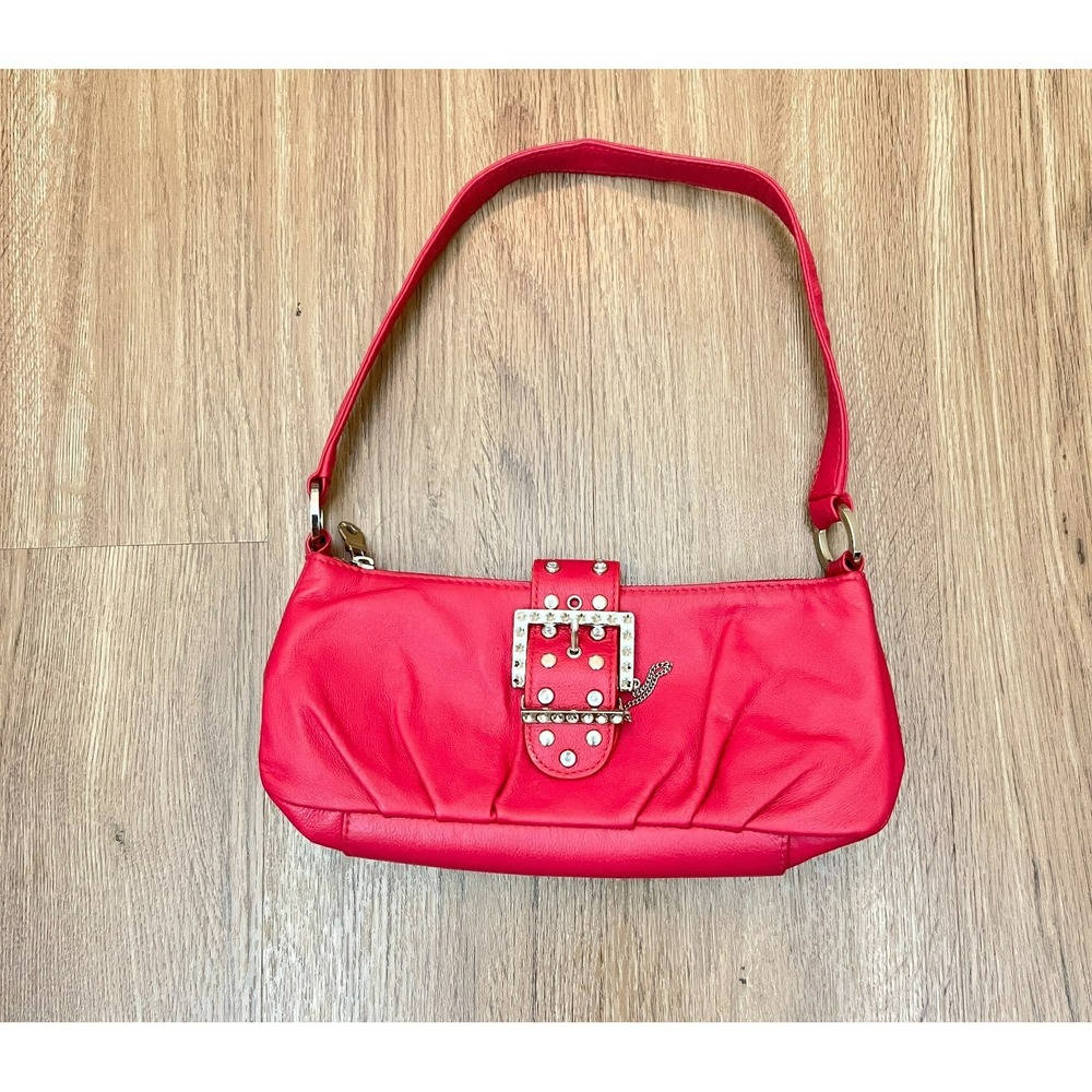 Wilsons Leather Maxima Pink Mini Shoulder Bag Diamond Cut Buckle Accent Y2K